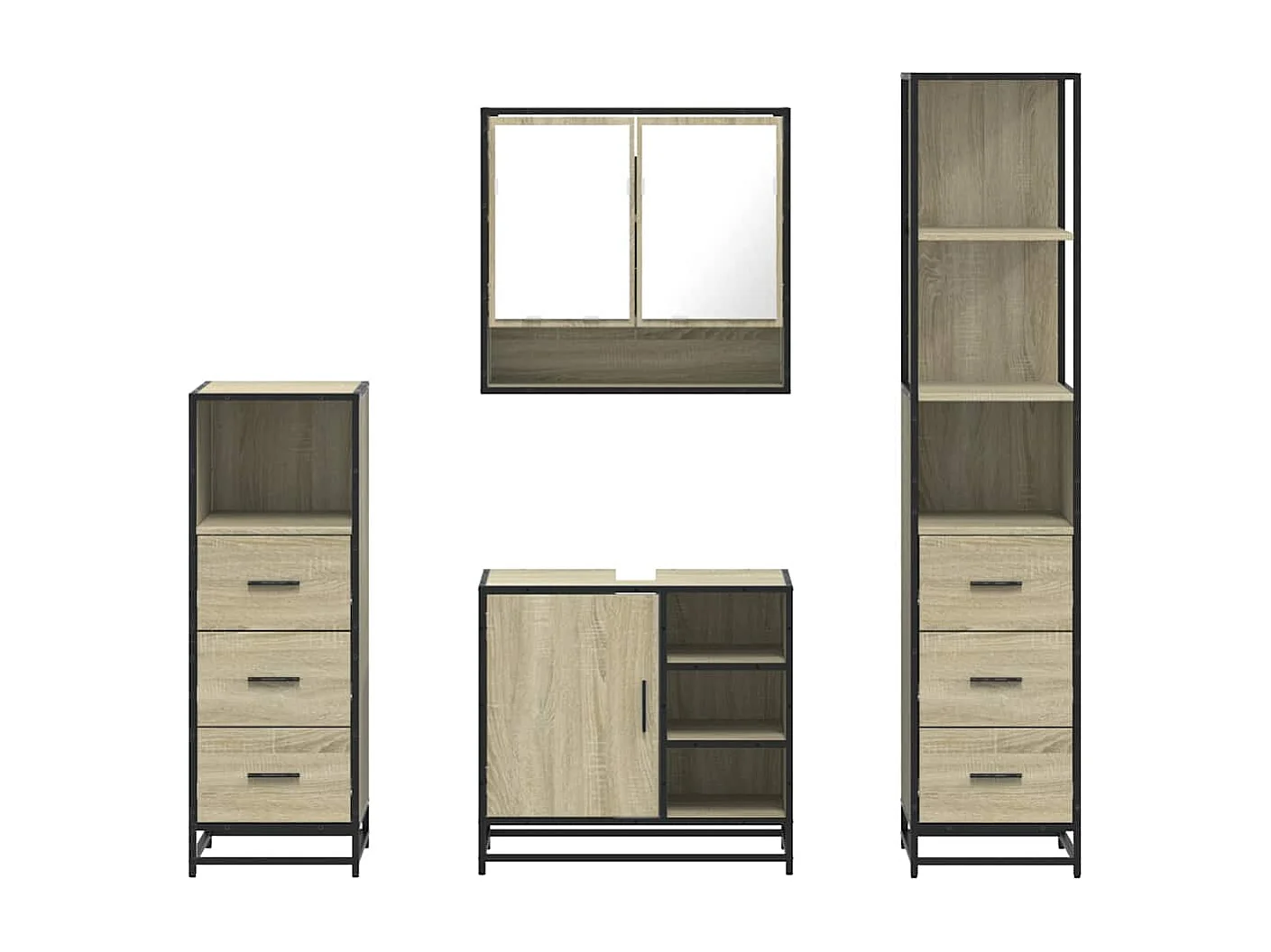 Ensemble de meubles de salle de bain 4 pcs chêne sonoma