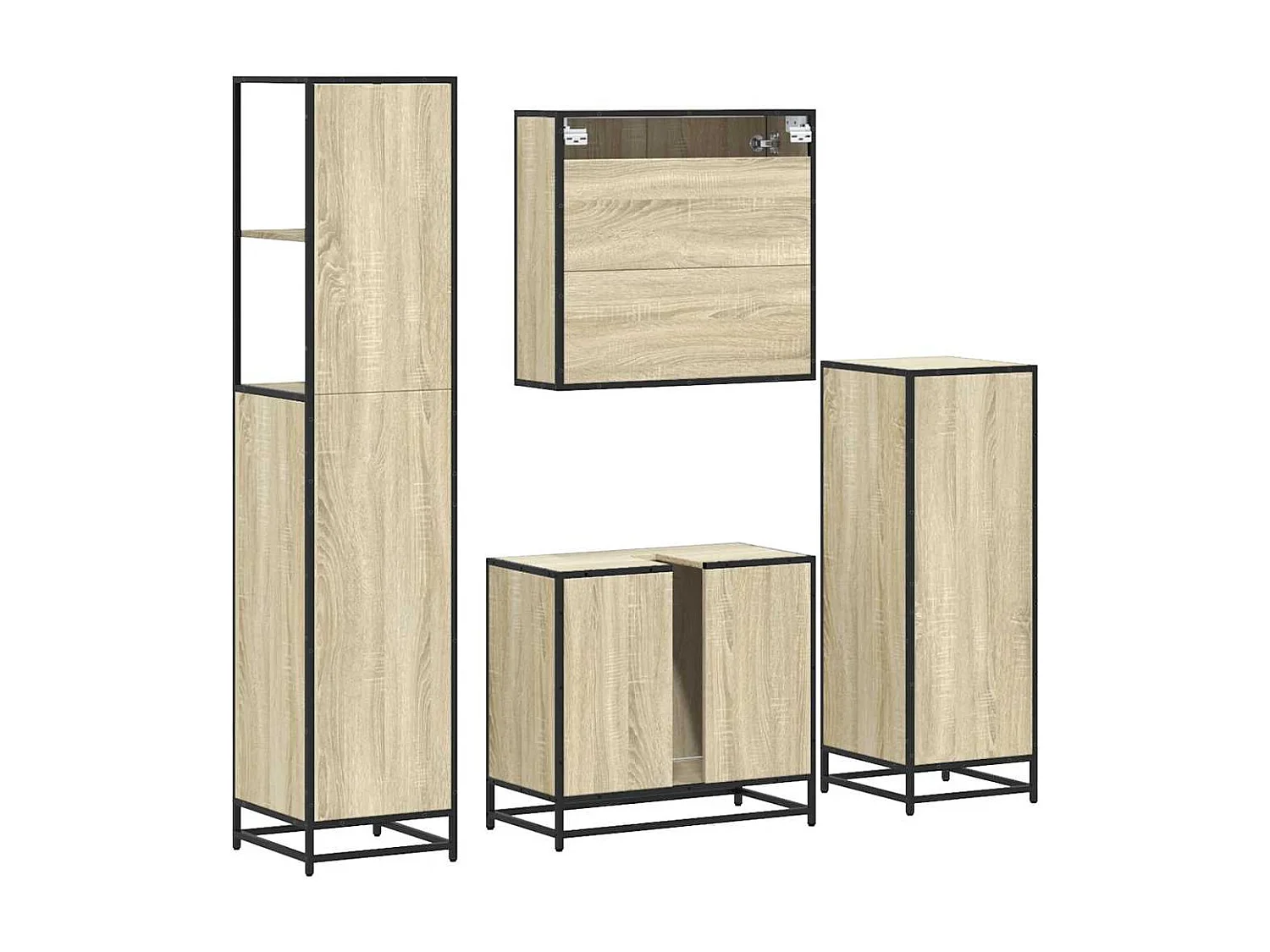 Ensemble de meubles de salle de bain 4 pcs chêne sonoma
