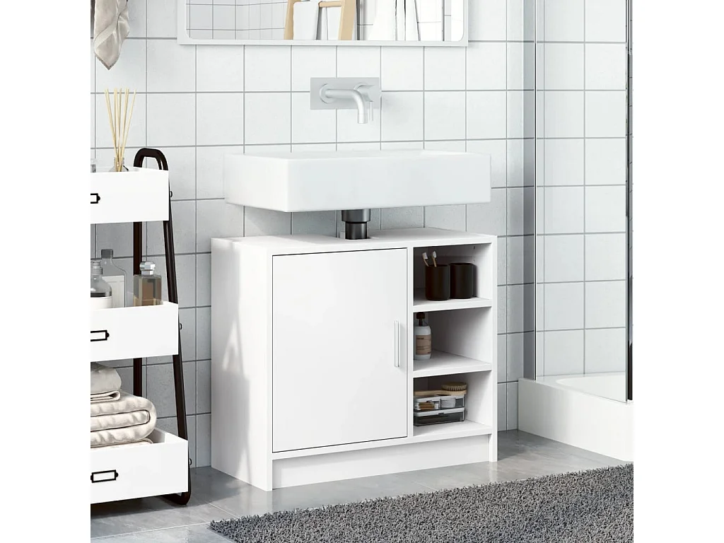 Witte wastafelkast 63x29x55 cm bewerkt hout