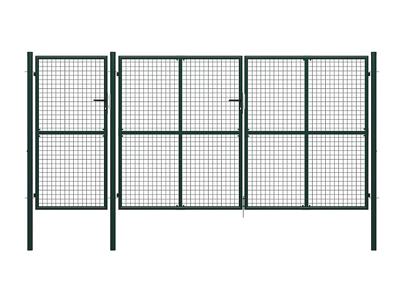 Puerta de jardín de acero 400 x 150 cm Verde