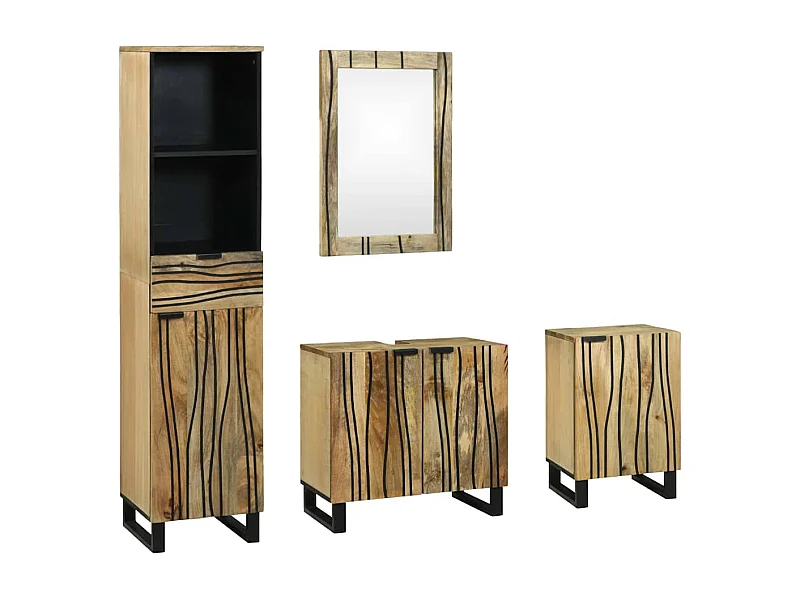 Ensemble de mobilier de salle de bain avec tiroir 4 pcs Marron