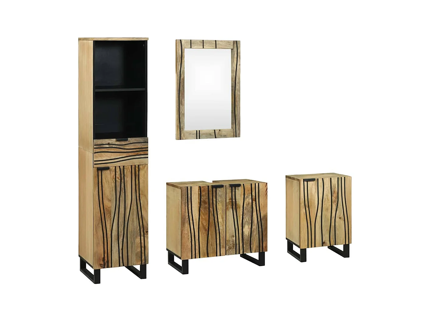 Ensemble de mobilier de salle de bain avec tiroir 4 pcs Marron
