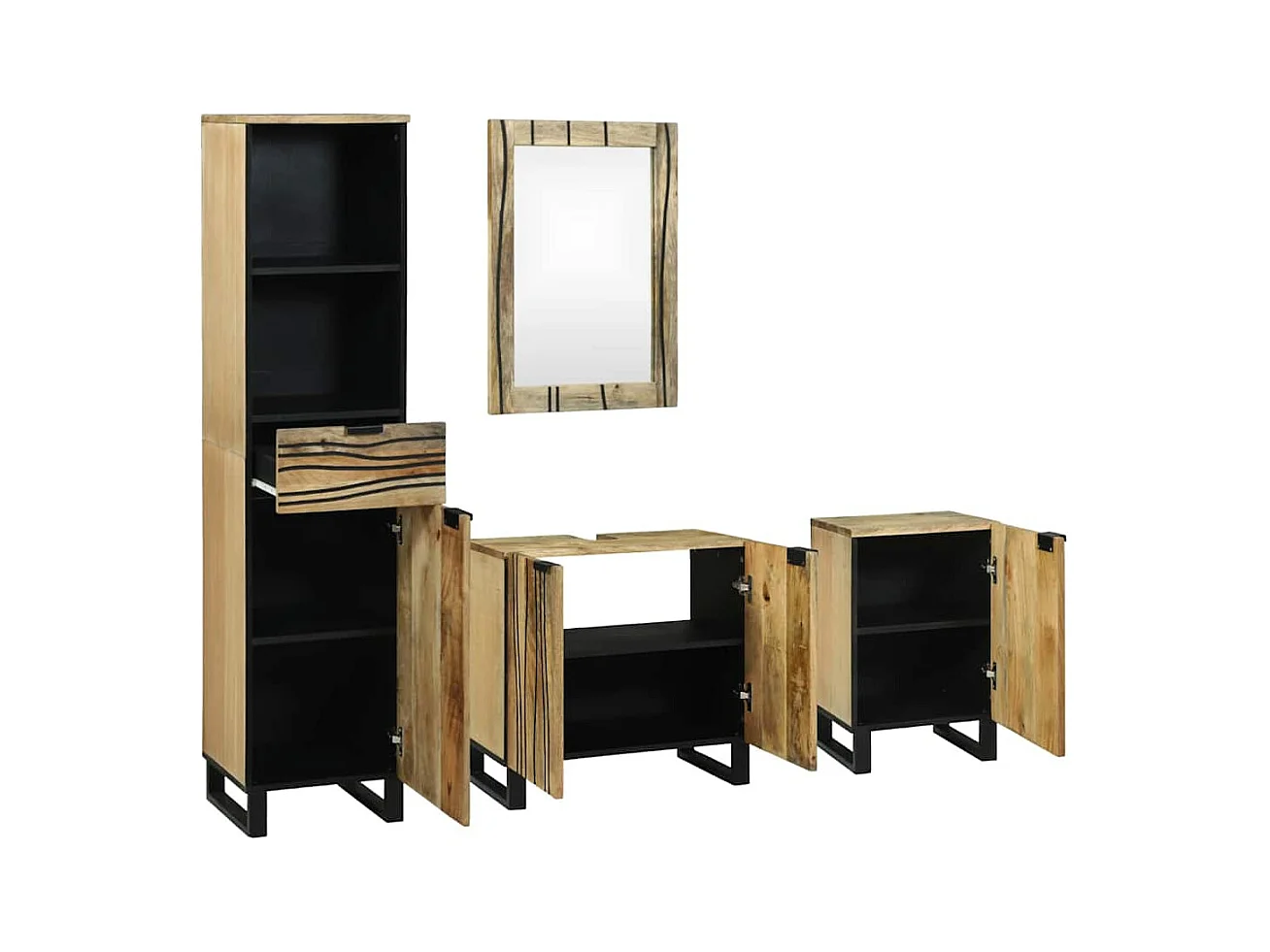 Ensemble de mobilier de salle de bain avec tiroir 4 pcs Marron