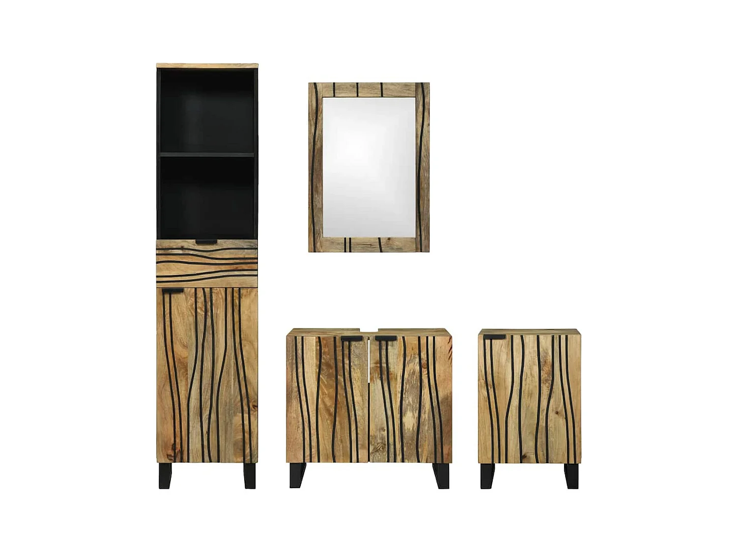 Ensemble de mobilier de salle de bain avec tiroir 4 pcs Marron