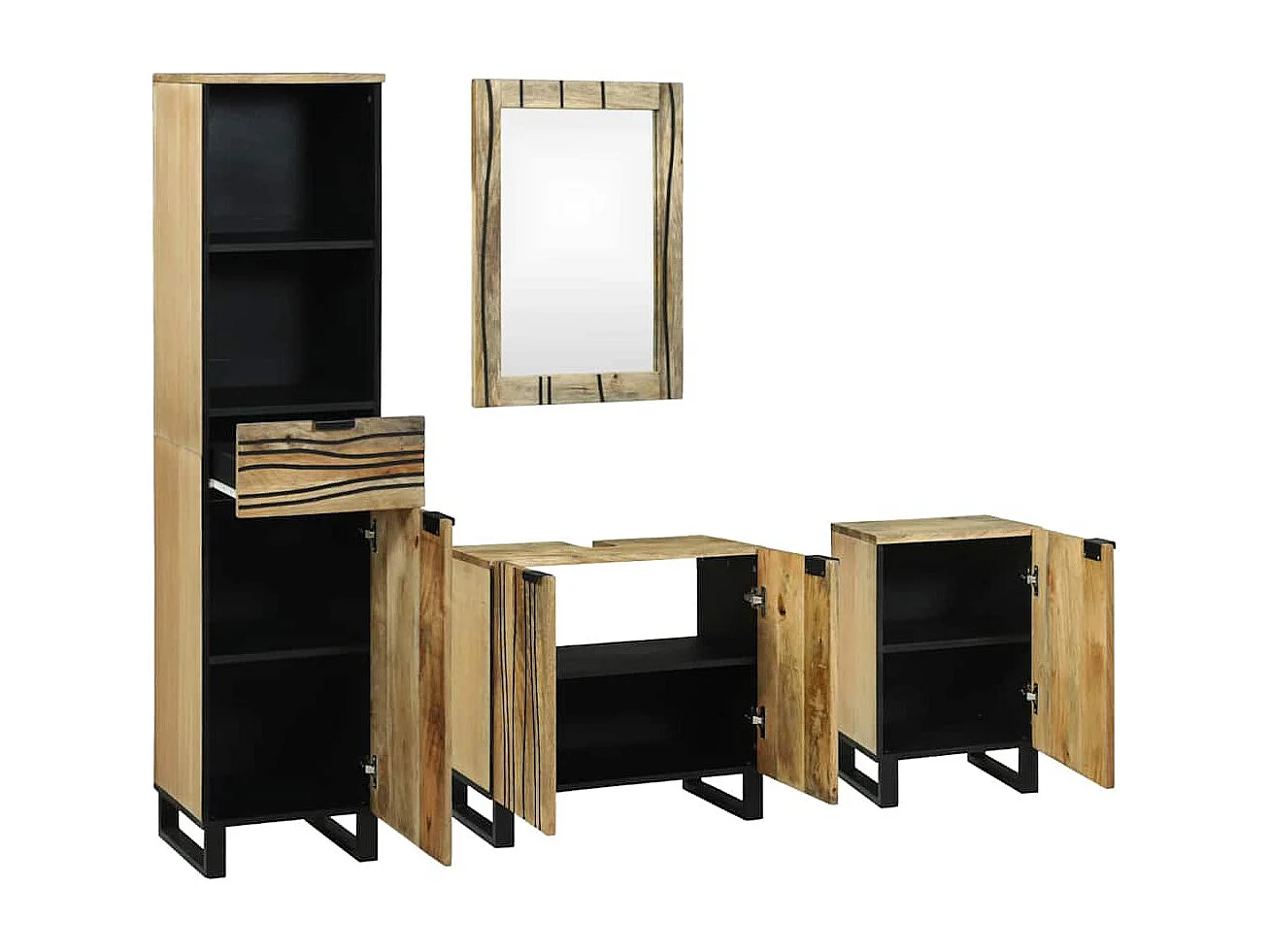 Ensemble de mobilier de salle de bain avec tiroir 4 pcs Marron