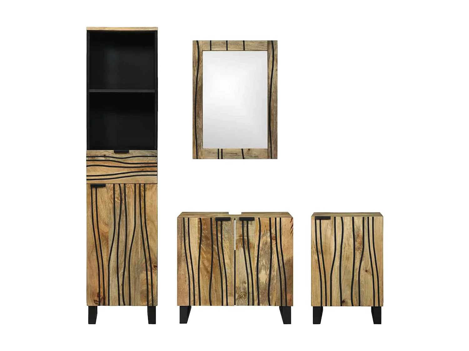 Ensemble de mobilier de salle de bain avec tiroir 4 pcs Marron