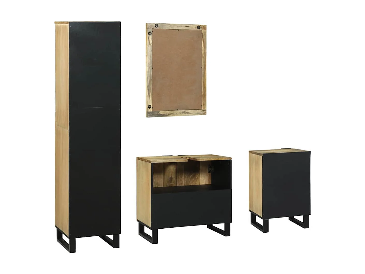 Ensemble de mobilier de salle de bain avec tiroir 4 pcs Marron