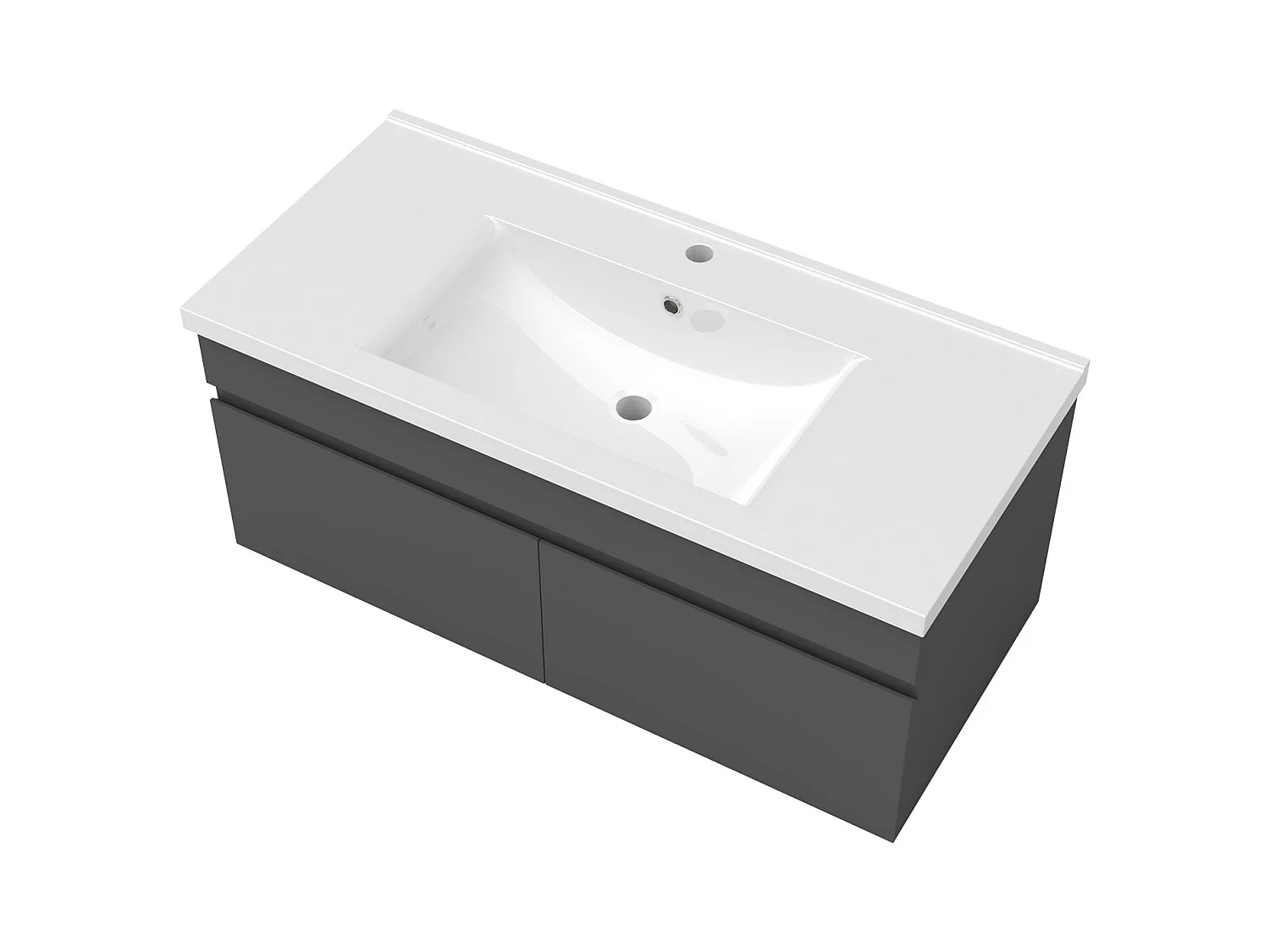 AICA Ensemble meuble Salle de Bain avec portes + vasque céramique, L x W x H: 99x45x40cm， Anthracite Mat