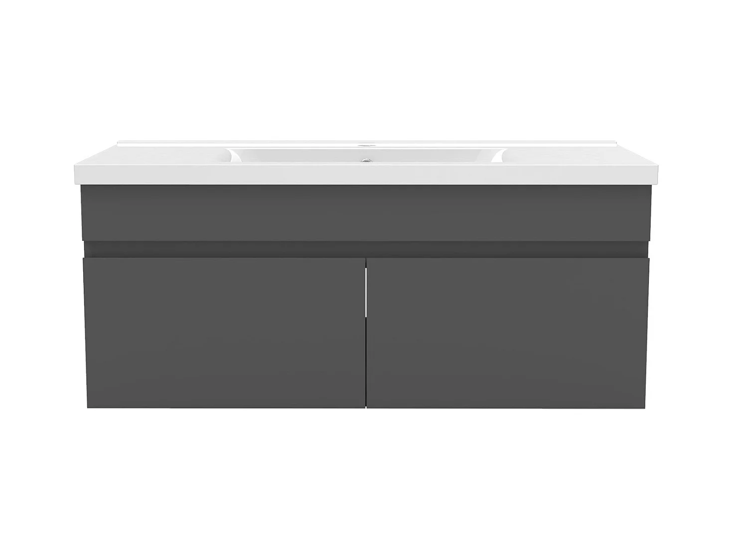 AICA Ensemble meuble Salle de Bain avec portes + vasque céramique, L x W x H: 99x45x40cm， Anthracite Mat