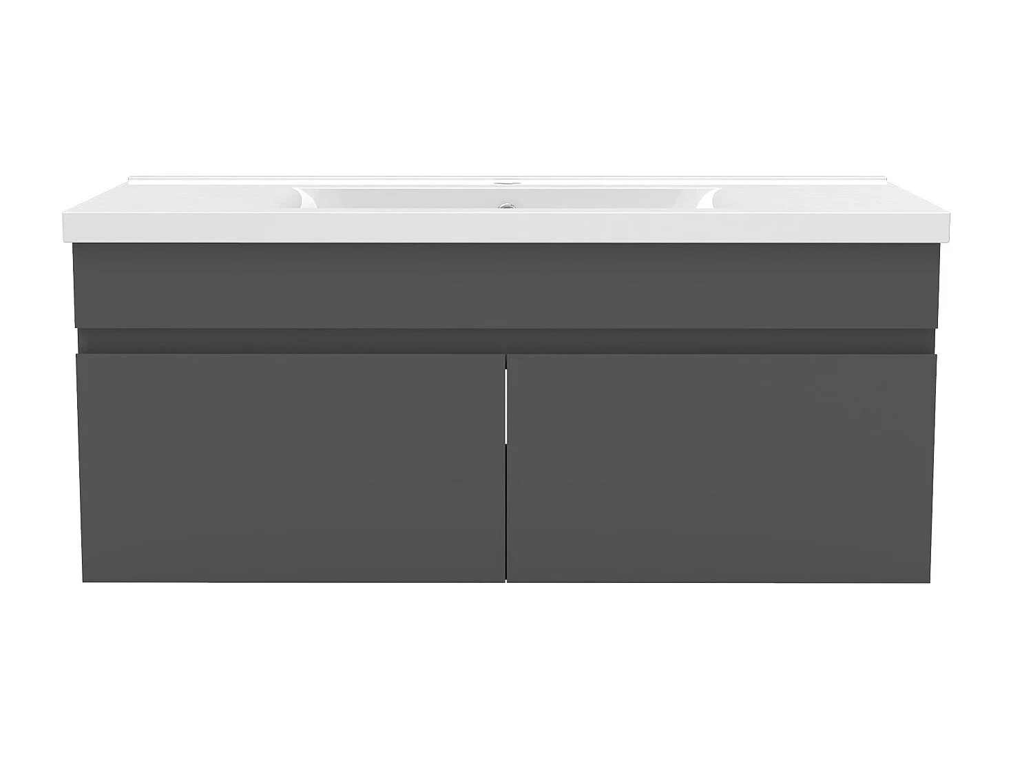 AICA Ensemble meuble Salle de Bain avec portes + vasque céramique, L x W x H: 99x45x40cm， Anthracite Mat