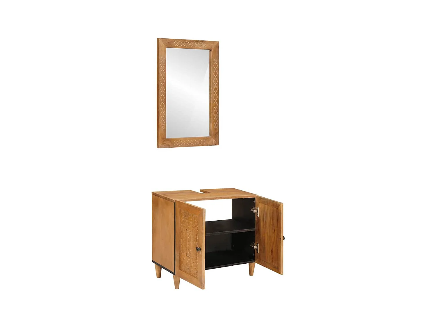 Badkamermeubelset met deur 2 stuks Bruin