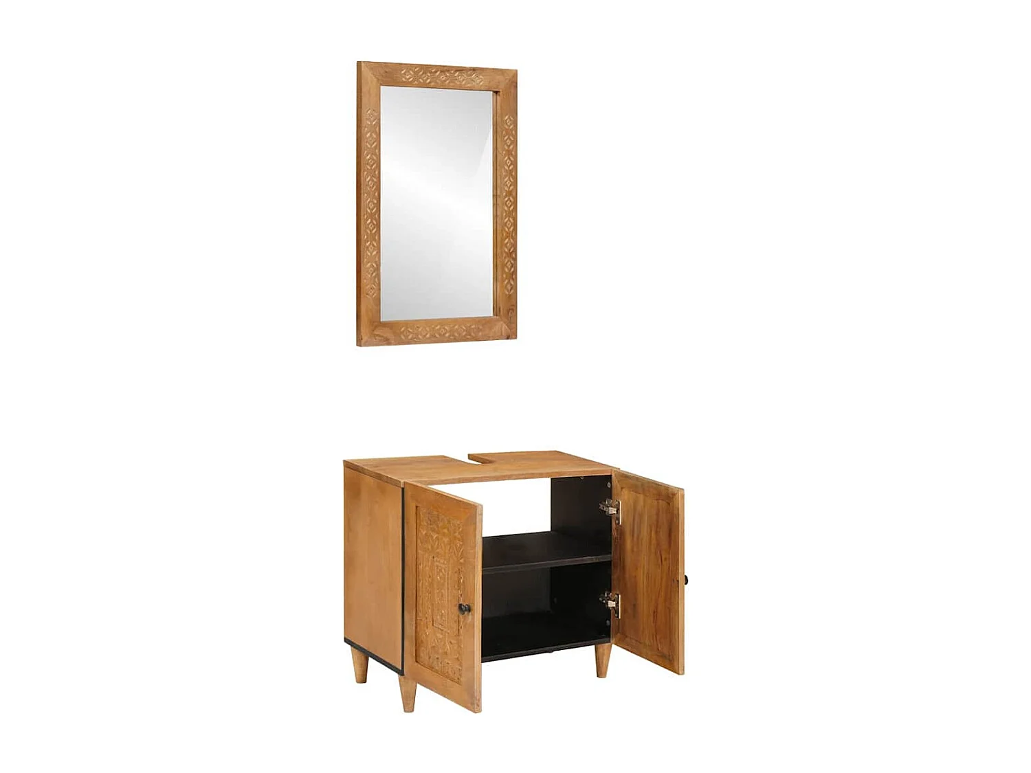 Ensemble de mobilier de salle de bain avec porte 2 pcs Marron