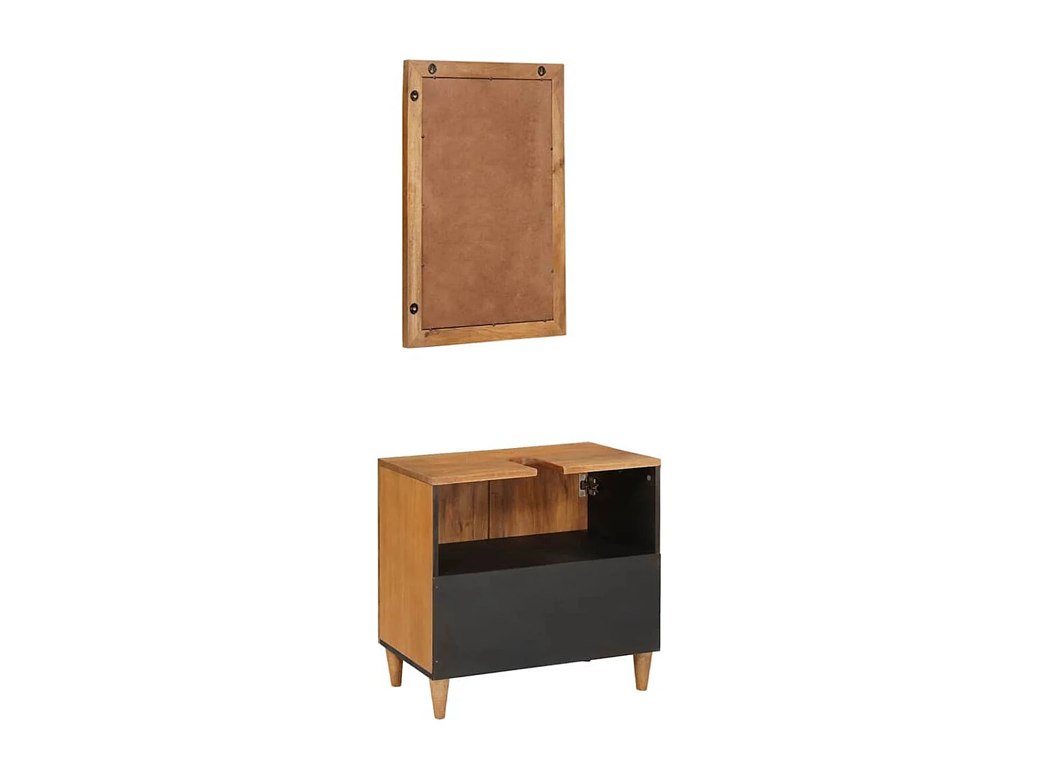 Ensemble de mobilier de salle de bain avec porte 2 pcs Marron