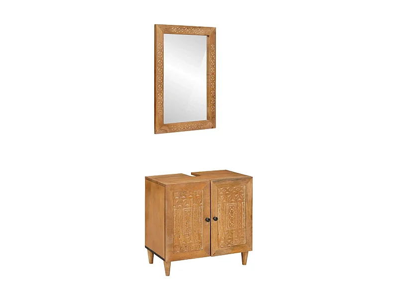 Ensemble de mobilier de salle de bain avec porte 2 pcs Marron
