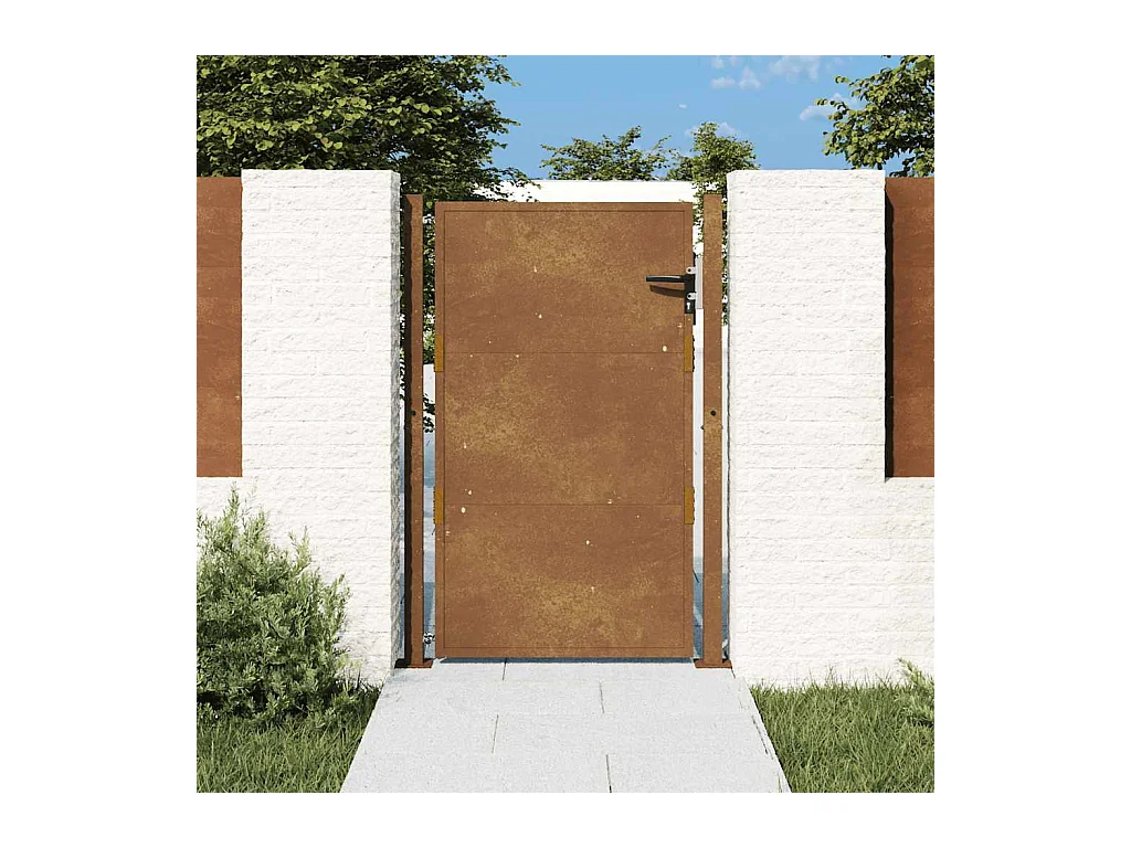 Puerta de jardín de acero corten de 105 x 130 cm.