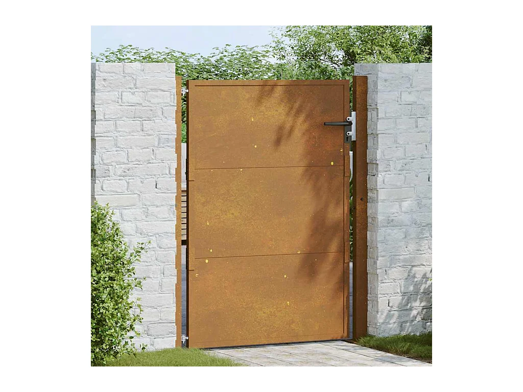 Puerta de jardín de acero corten de 105 x 130 cm.