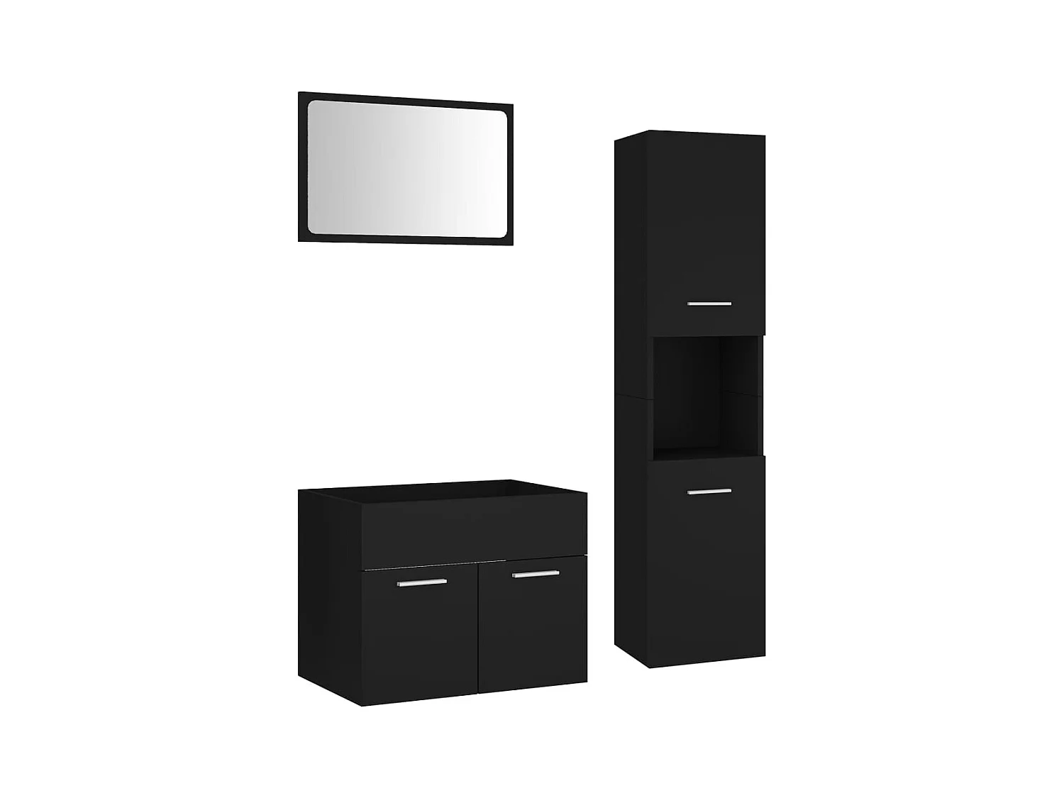 Zwarte badkamermeubelset van bewerkt hout