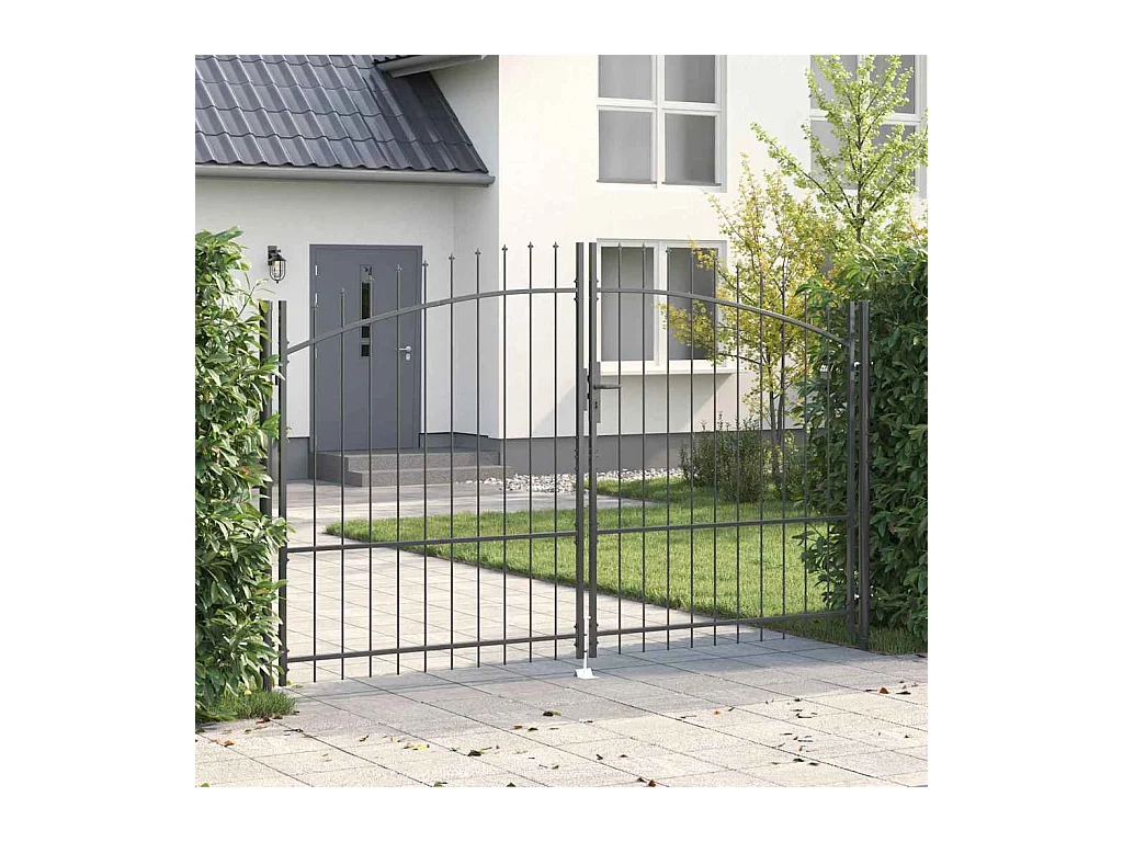 Tuinpoort met slot grijs 175 x 300 cm staal