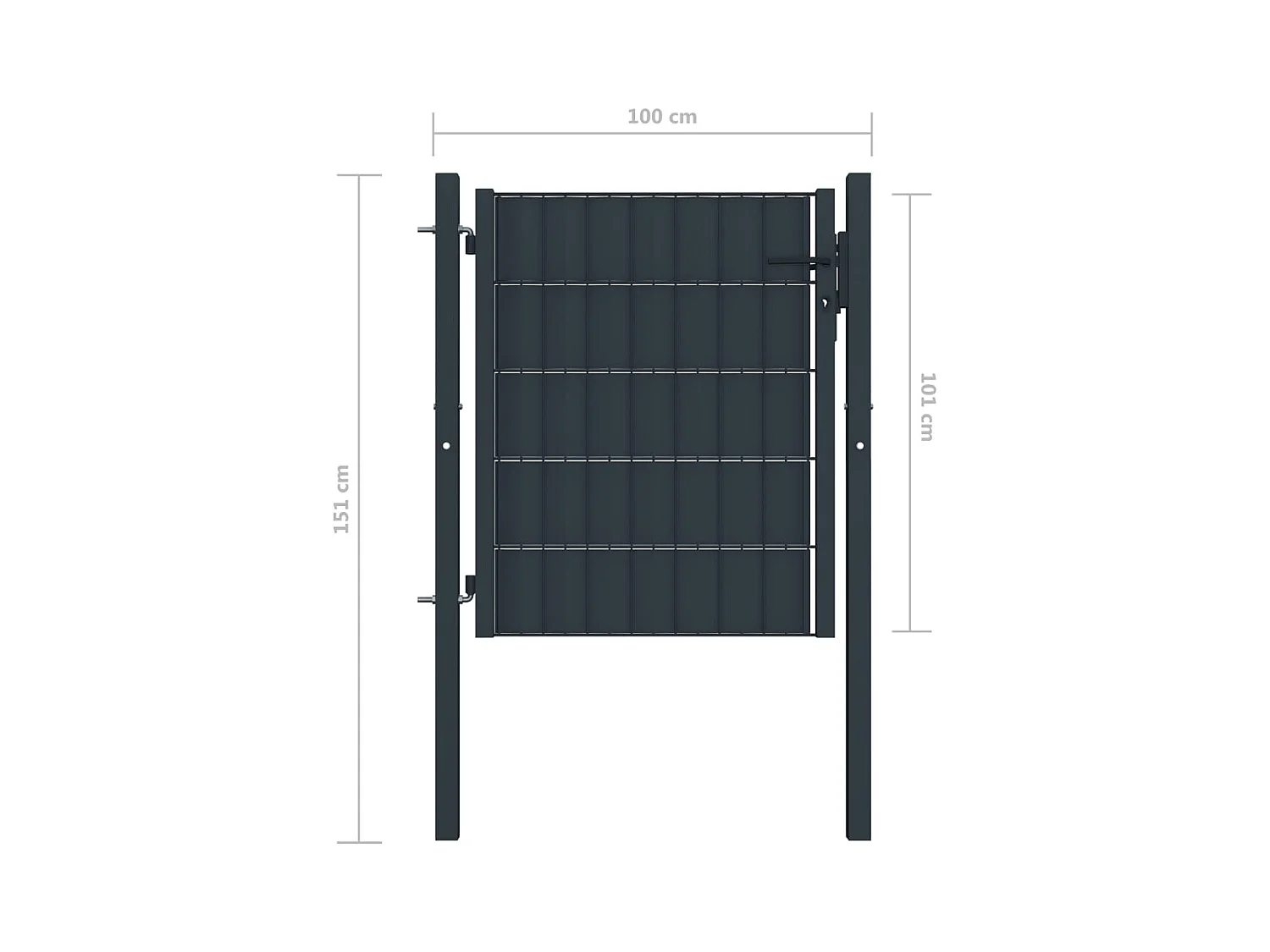 PVC en stalen hekpoort 100x101 cm Antraciet