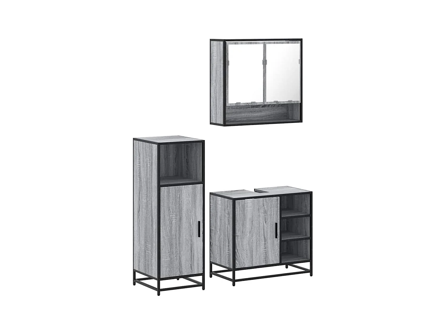 Ensemble de meubles de salle de bain 3 pcs Sonoma gris