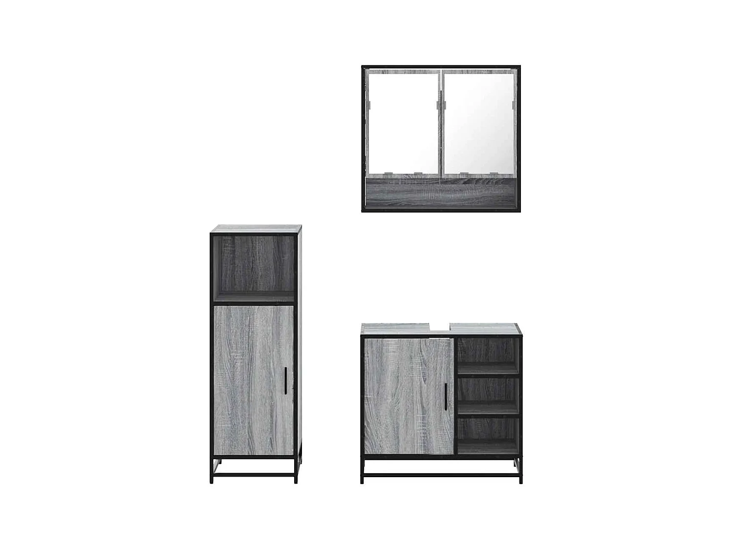 Ensemble de meubles de salle de bain 3 pcs Sonoma gris