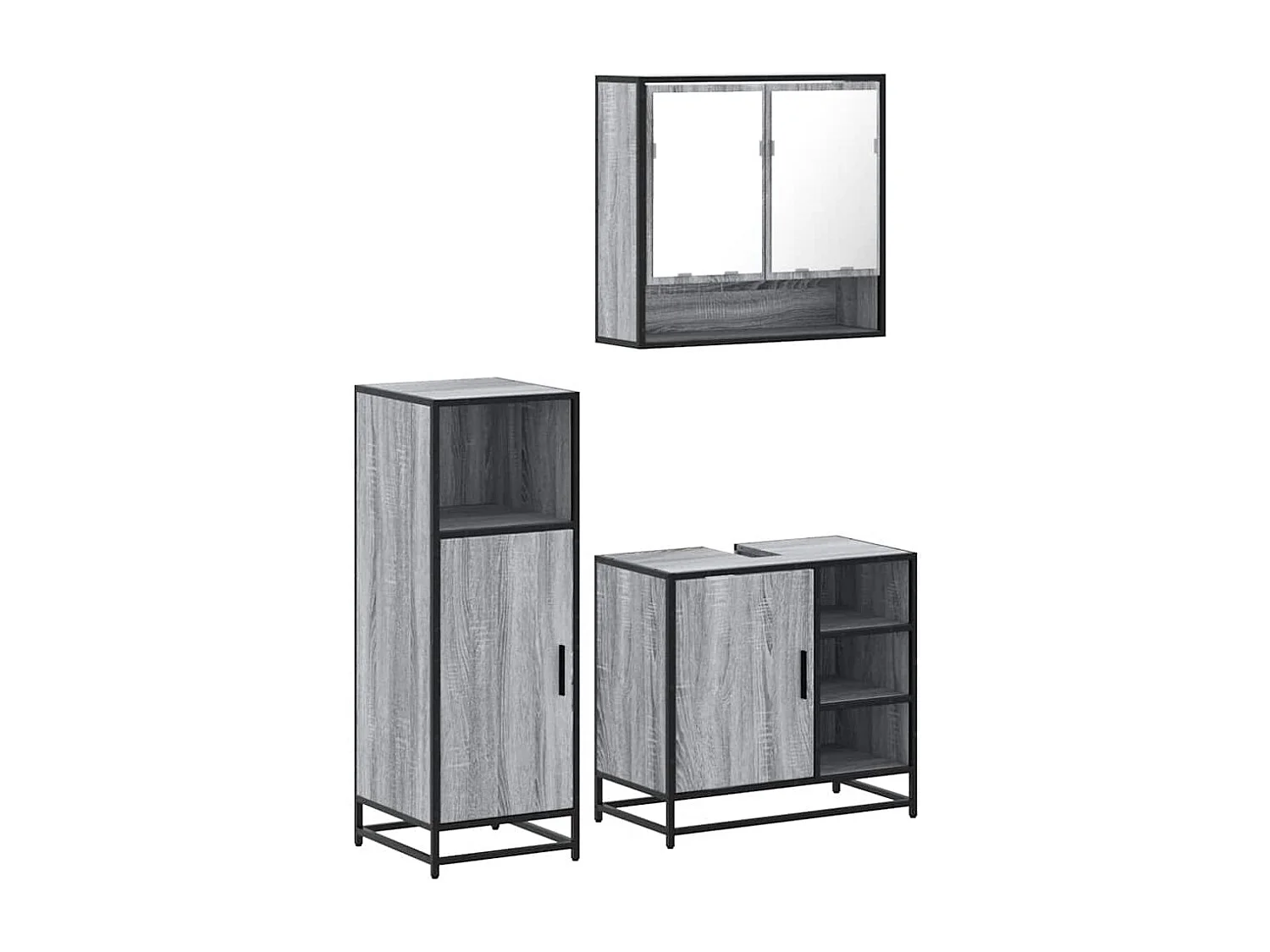 Ensemble de meubles de salle de bain 3 pcs Sonoma gris