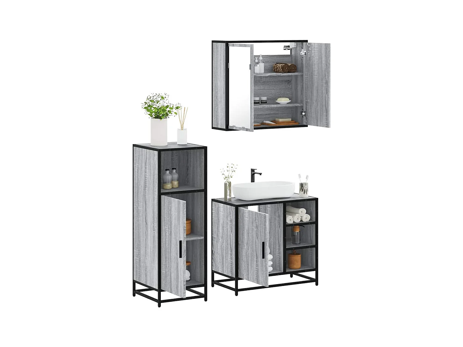 Juego de muebles de baño de 3 piezas Sonoma Grey