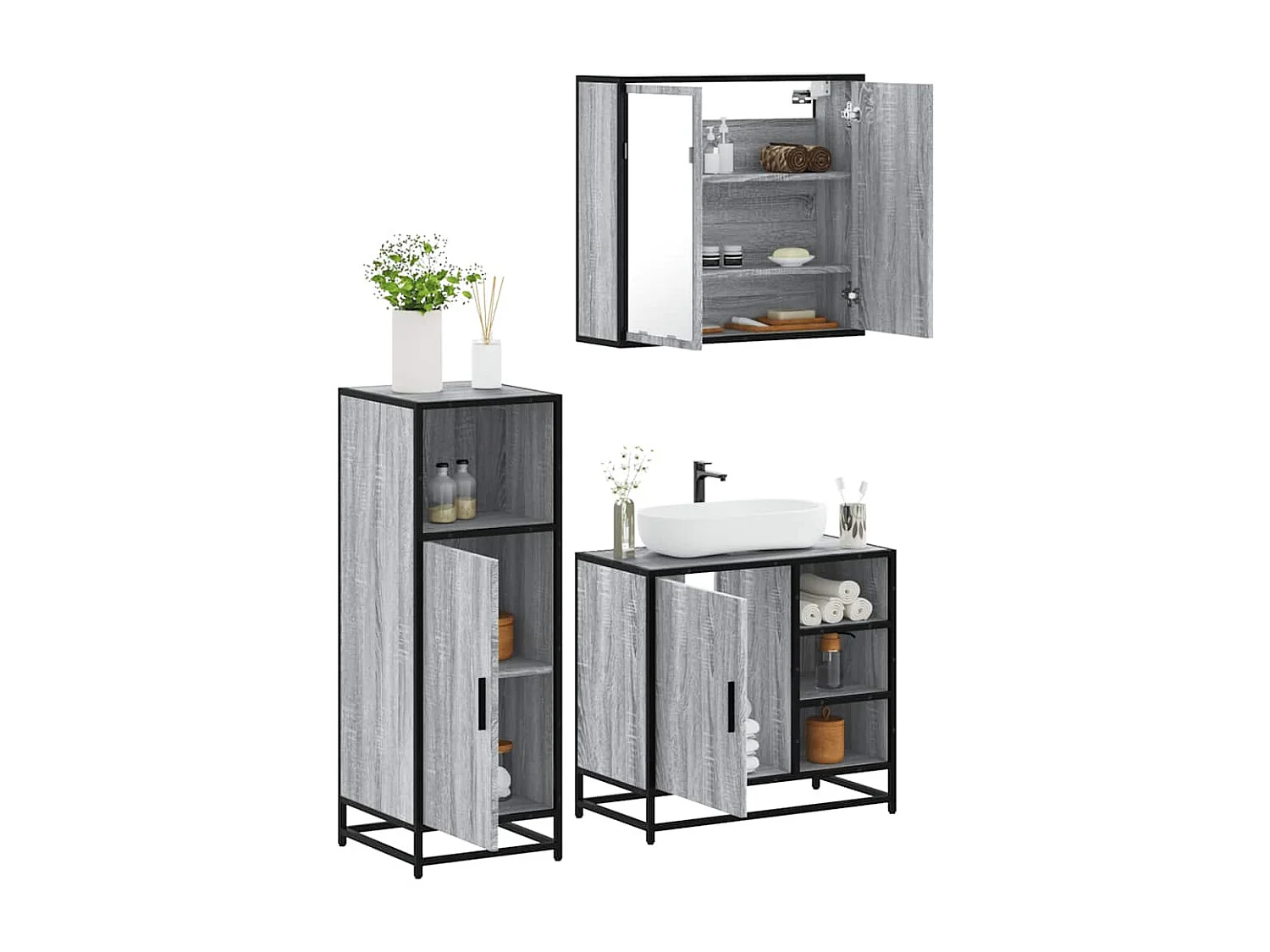 Juego de muebles de baño de 3 piezas Sonoma Grey