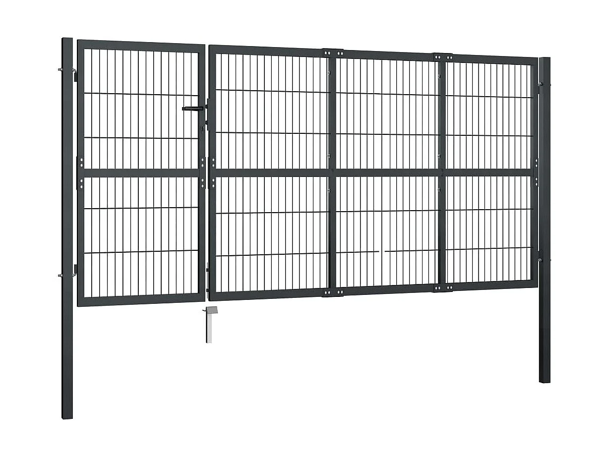 Portillon avec poteaux Acier 350 x 120 cm Anthracite