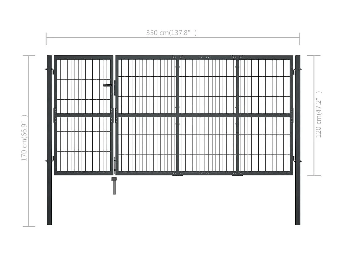 Portillon avec poteaux Acier 350 x 120 cm Anthracite