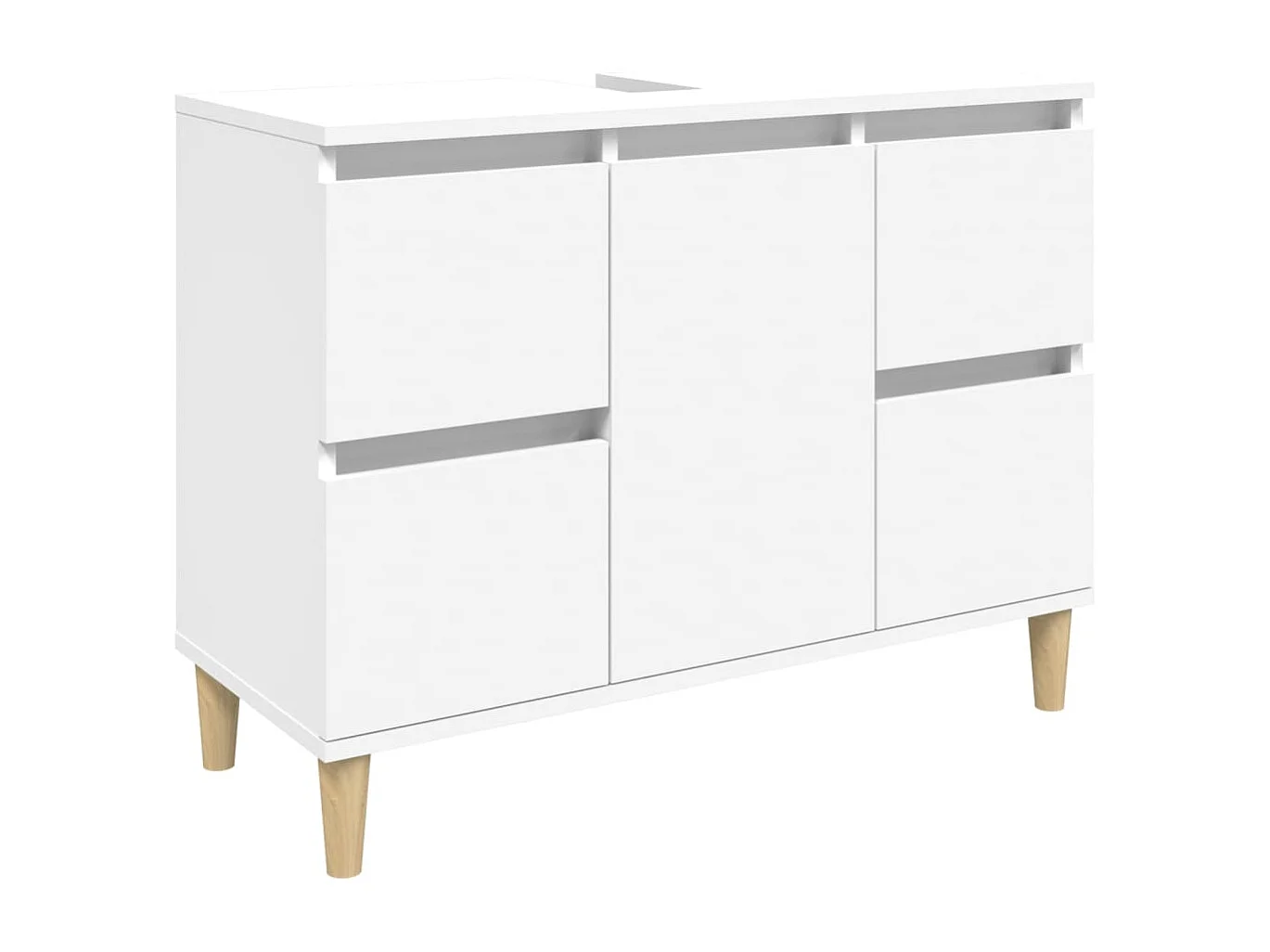 Set di mobili da bagno in legno ingegnerizzato bianco, 3 pezzi