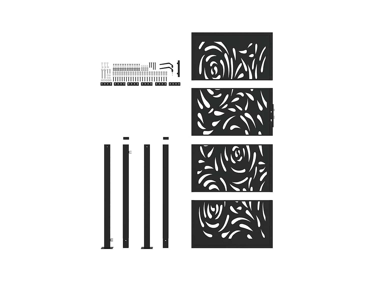 Zwarte tuinpoort 105x205 cm staal vlamdesign