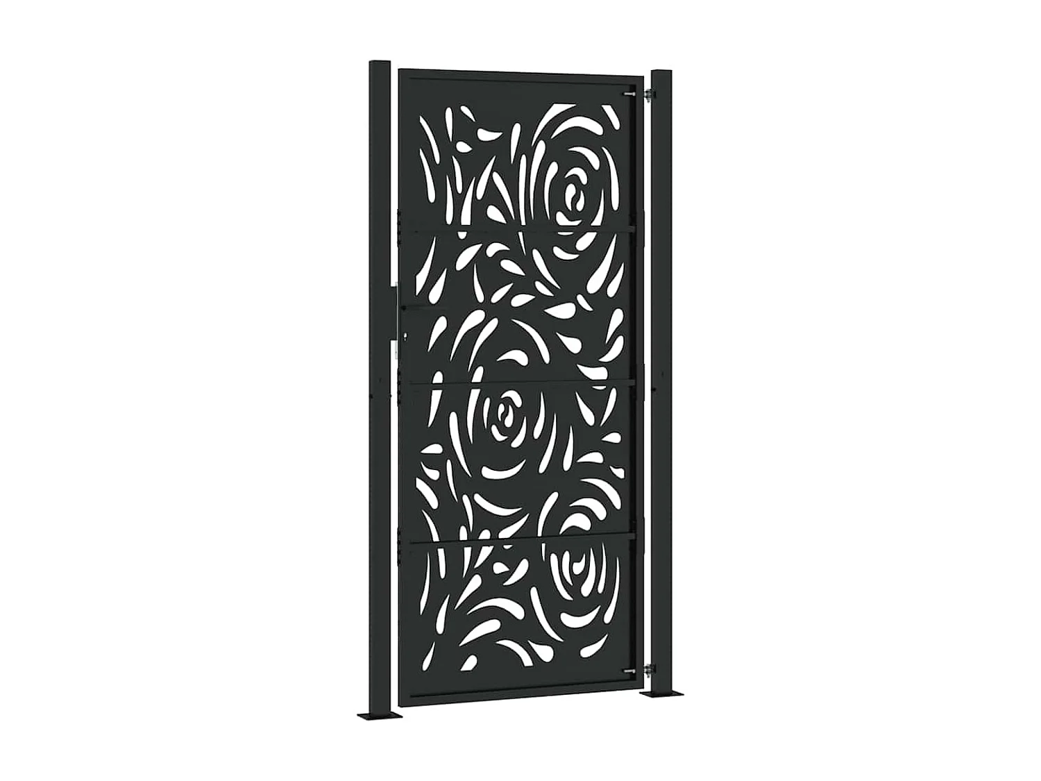 Cancello da giardino nero 105x205 cm in acciaio con motivo a fiamma