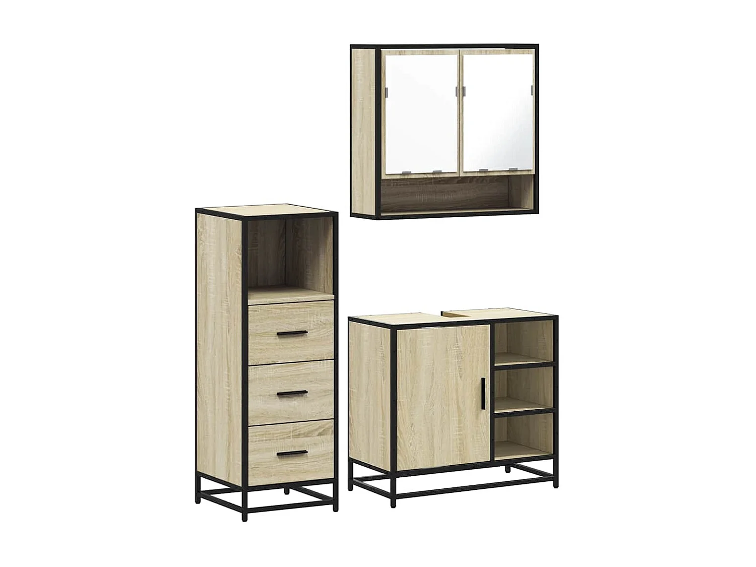 Ensemble de meubles de salle de bain 3 pcs chêne sonoma