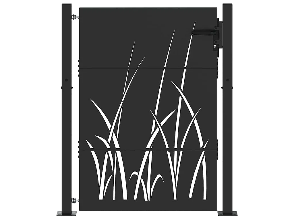 Puerta de jardín negra de acero con recubrimiento en polvo de 105 x 125 cm