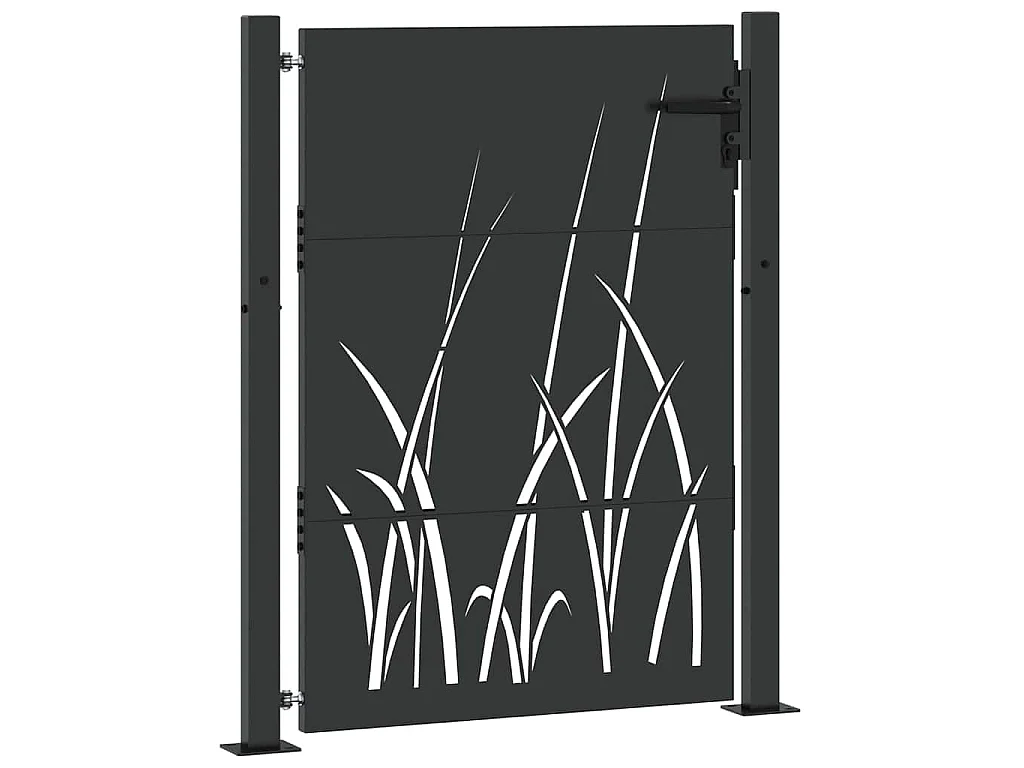 Puerta de jardín negra de acero con recubrimiento en polvo de 105 x 125 cm