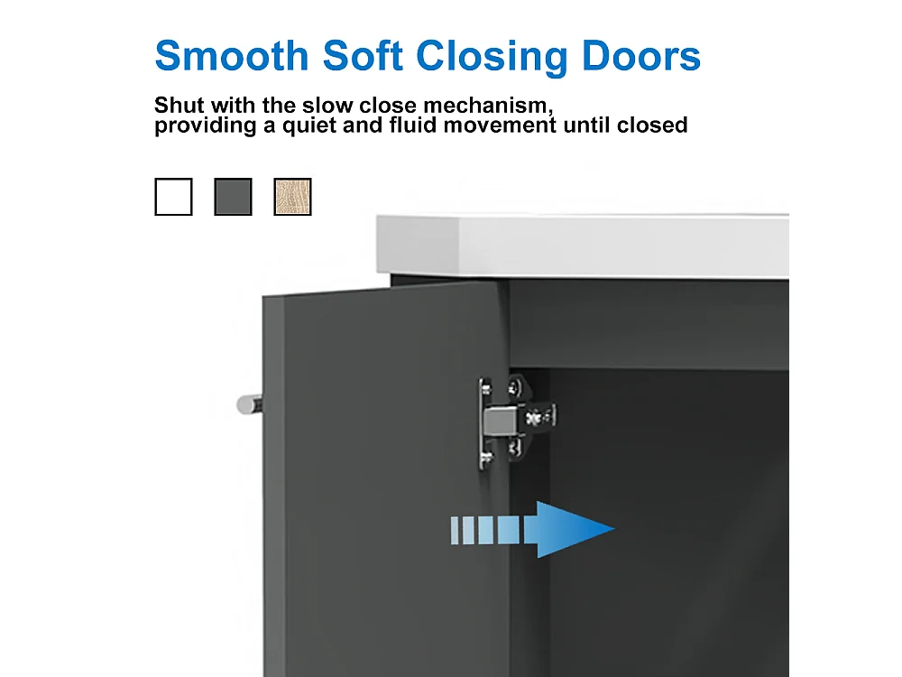 AICA Meuble de coin en pentagone, 39,5x39,5x42cm, avec vasque + une porte, Anthracite