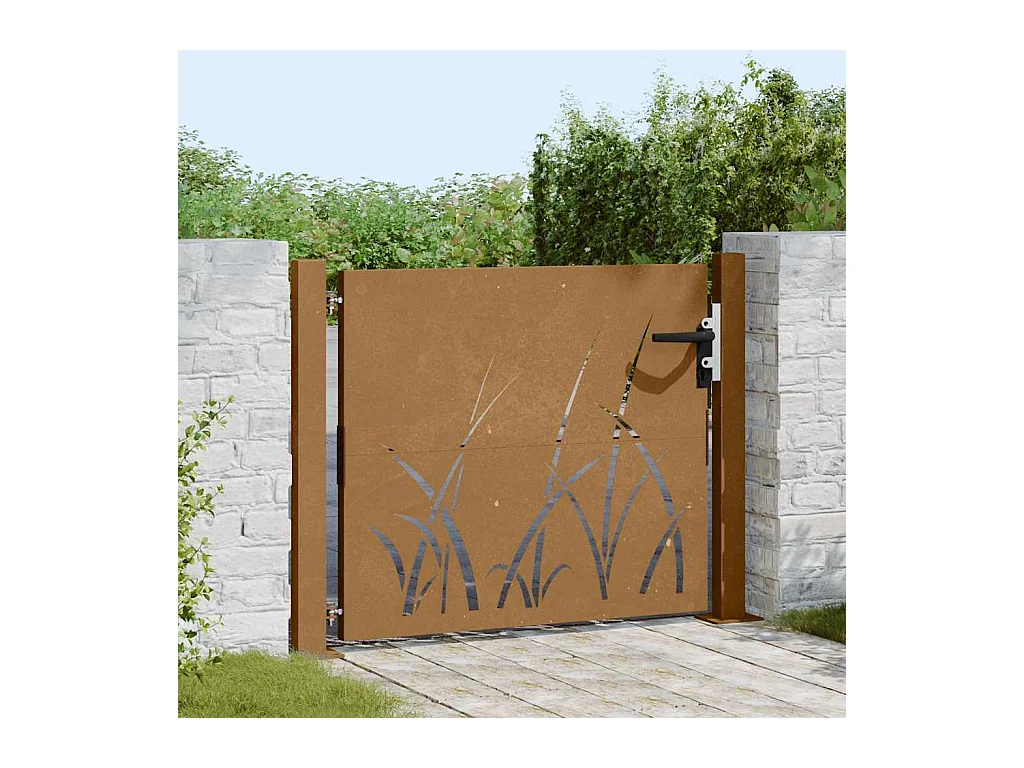 Tuinpoort 105x105 cm cortenstaal grasdesign