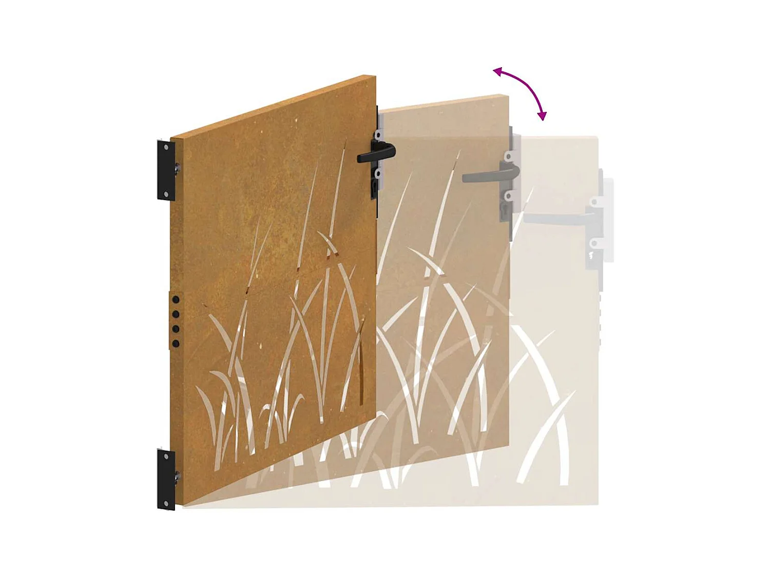 Tuinpoort 105x105 cm cortenstaal grasdesign