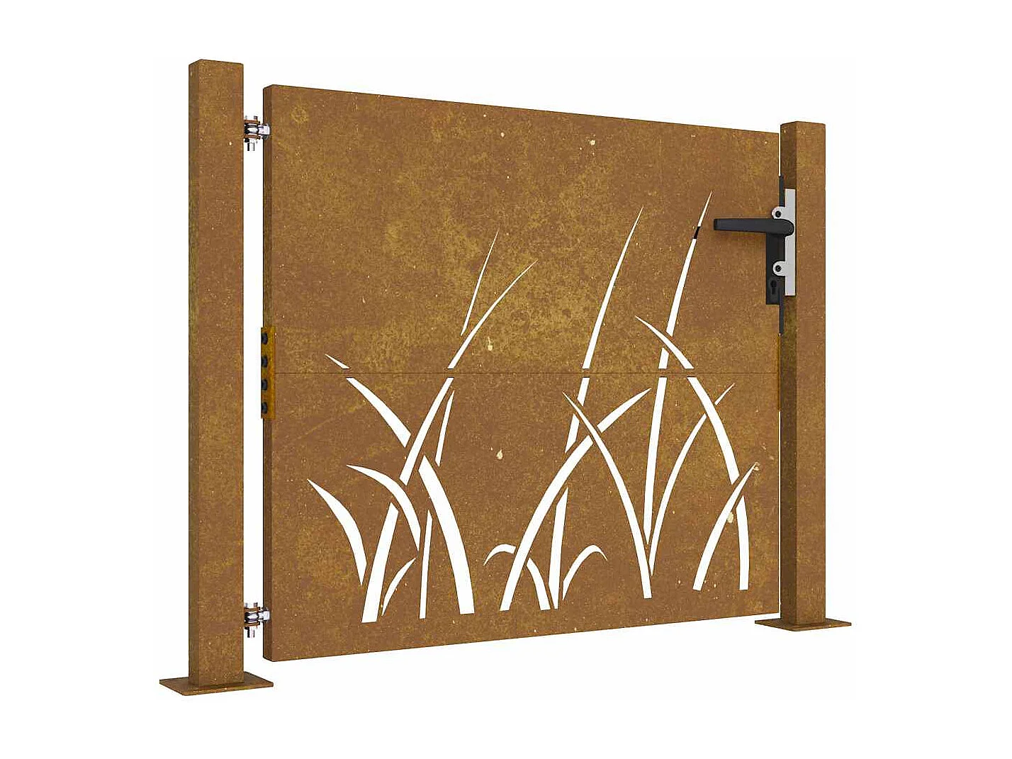 Cancello da giardino 105x105 cm in acciaio corten design erba