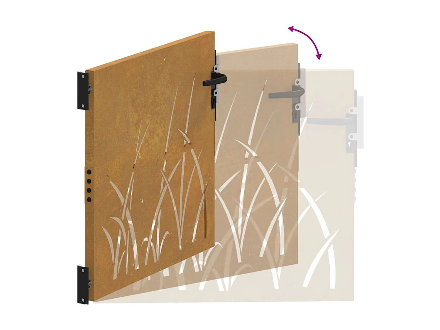 Cancello da giardino 105x105 cm in acciaio corten design erba