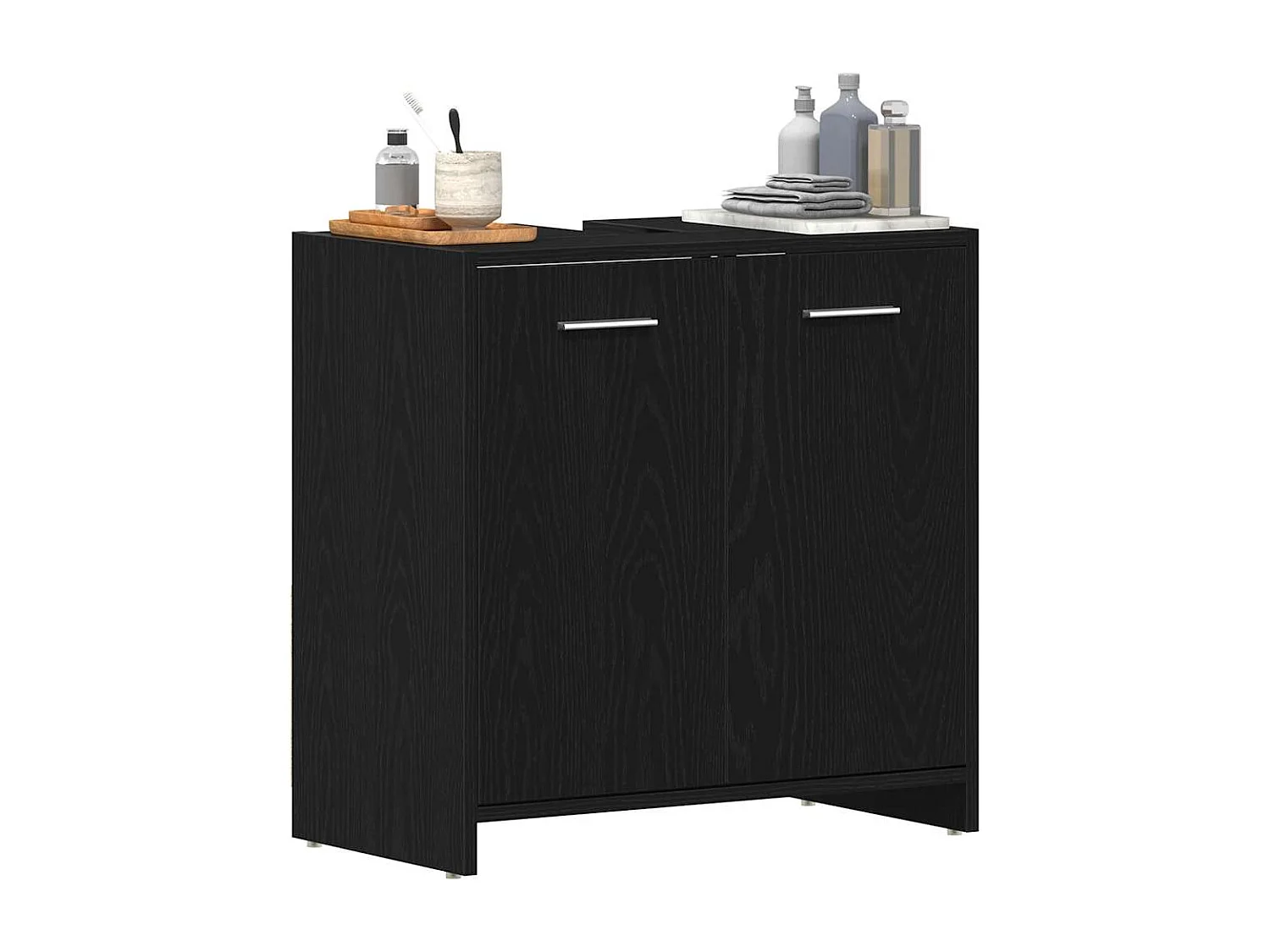 Armoire lavabo de salle de bain chêne noir 60x33x60 cm