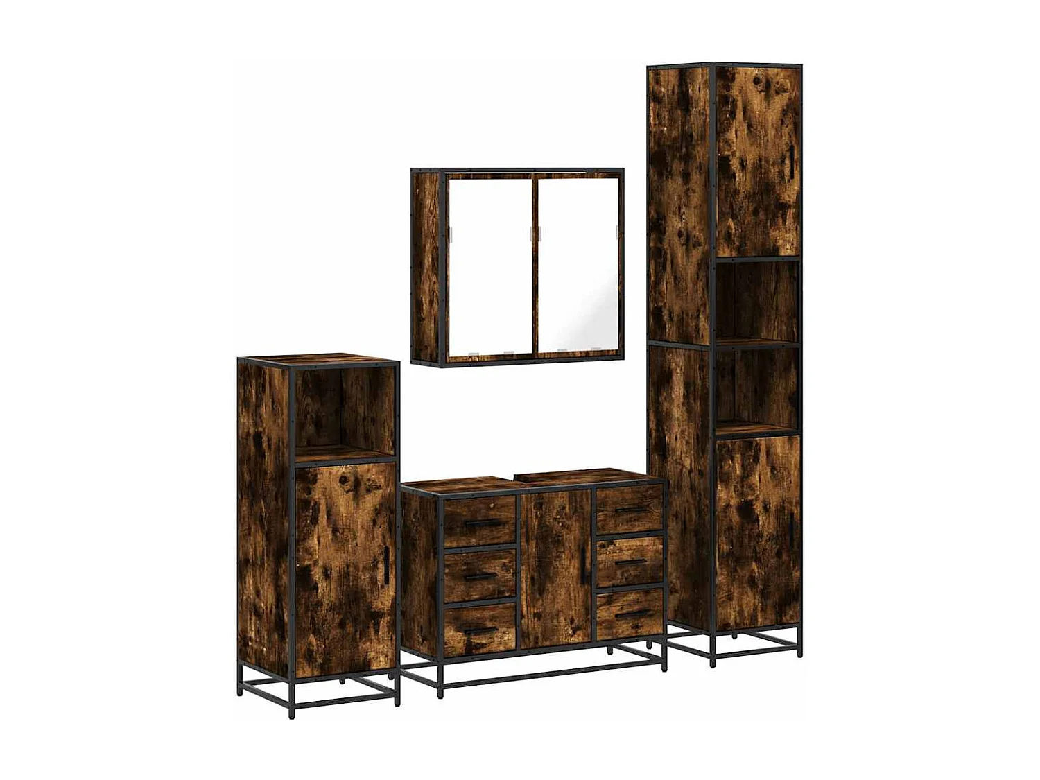 Ensemble meubles salle de bain 4 pcs chêne fumé bois ingénierie