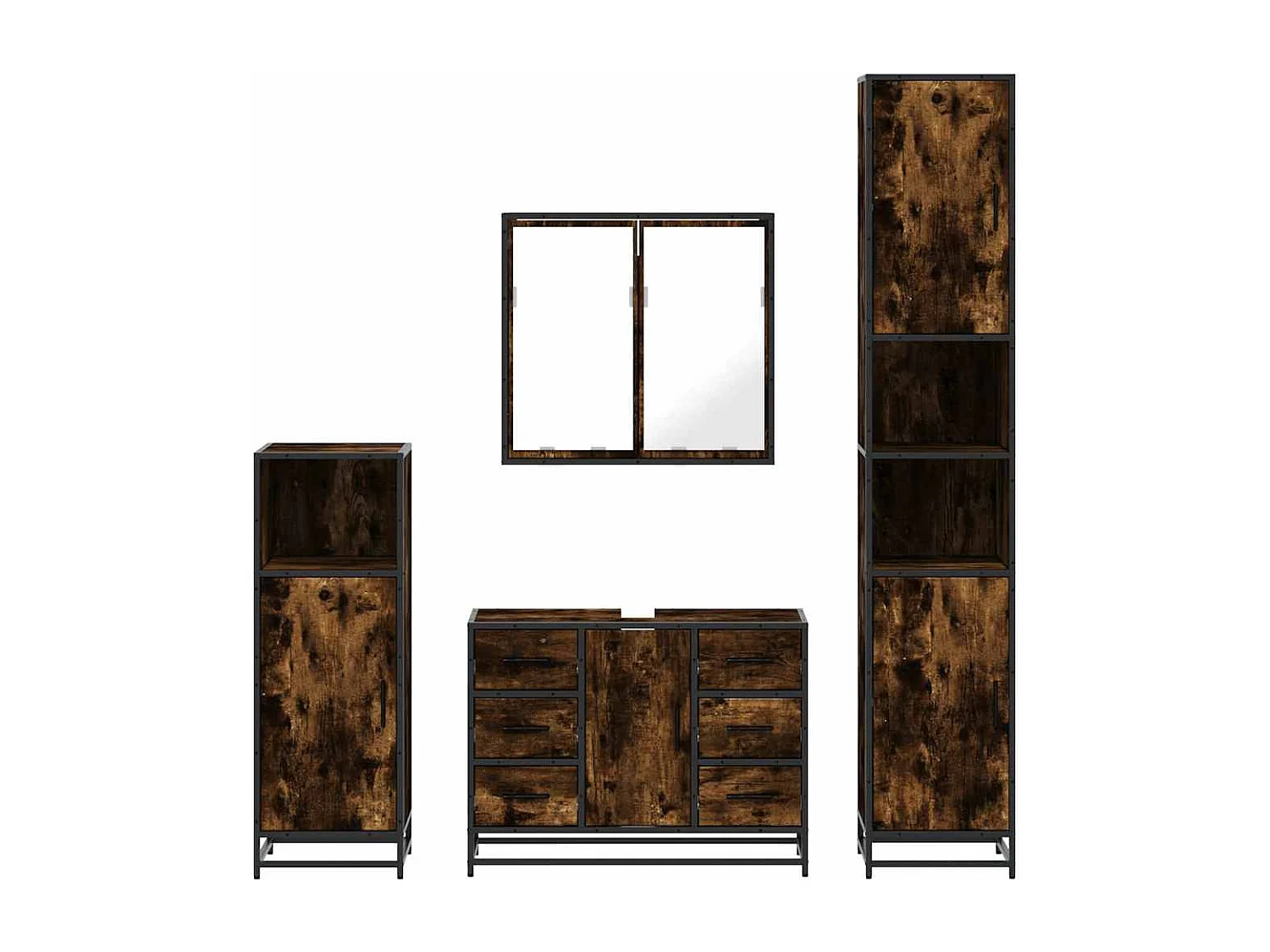 Ensemble meubles salle de bain 4 pcs chêne fumé bois ingénierie