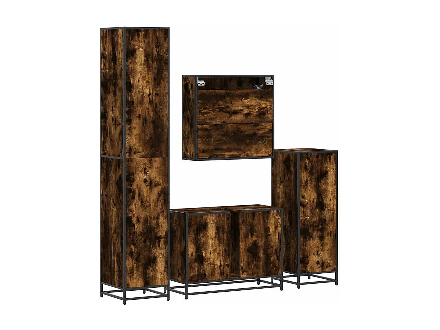 Ensemble meubles salle de bain 4 pcs chêne fumé bois ingénierie
