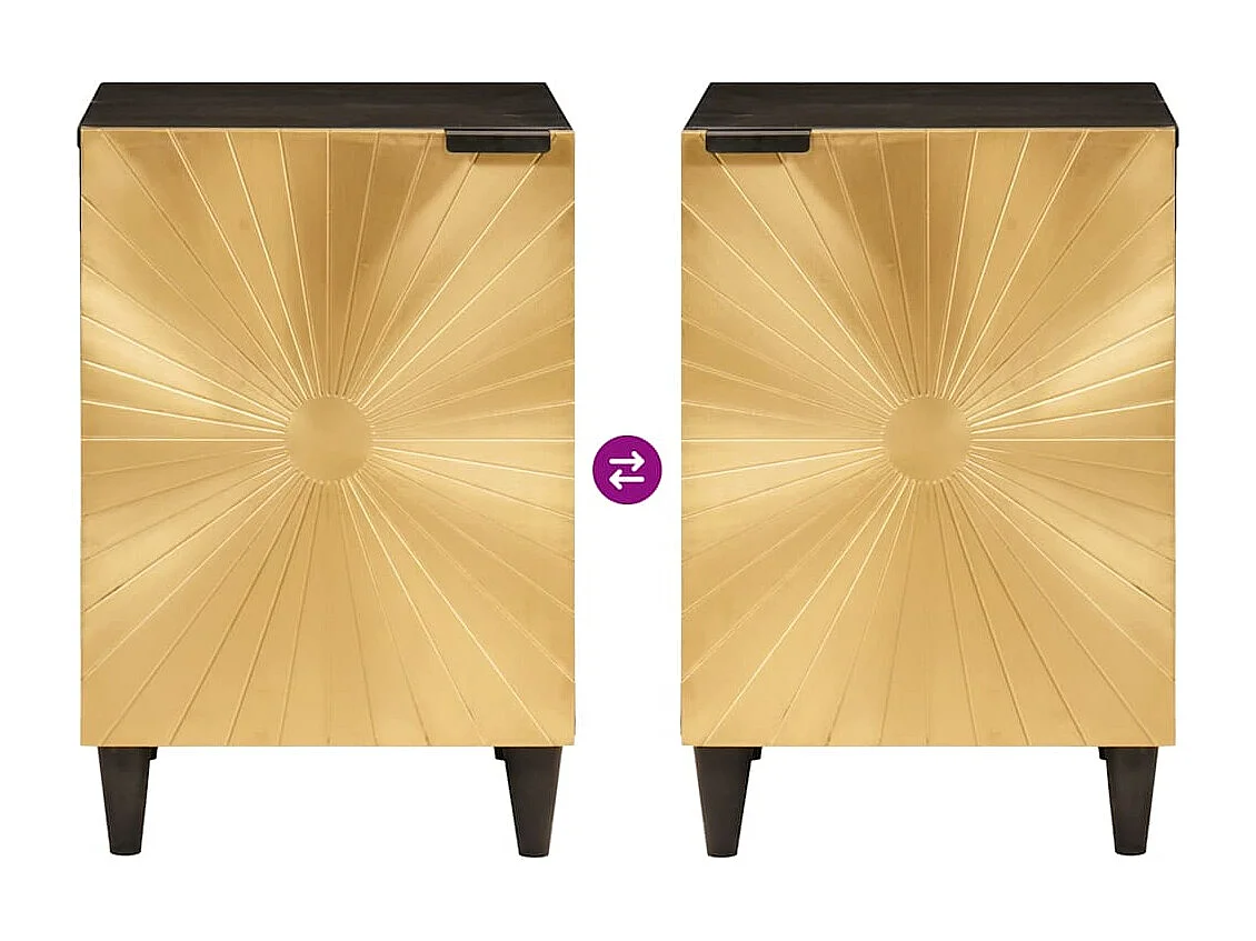 Badezimmerschrank mit Tür Schwarz und Gold 38 x 33 x 58 cm