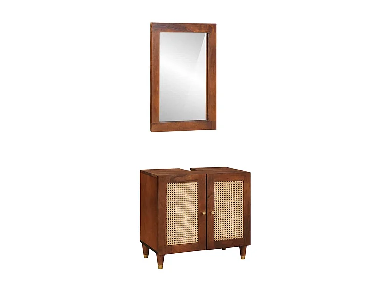 Badkamermeubelset 2 stuks 62 x 33 x 58 cm Massief mangohout