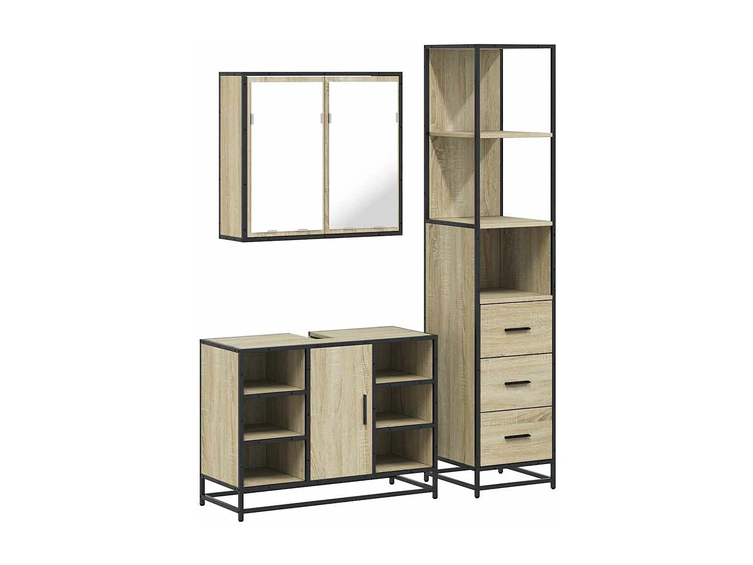 Ensemble de meubles de salle de bain 3 pcs chêne sonoma