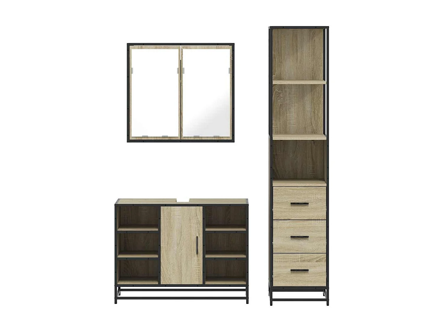 Ensemble de meubles de salle de bain 3 pcs chêne sonoma