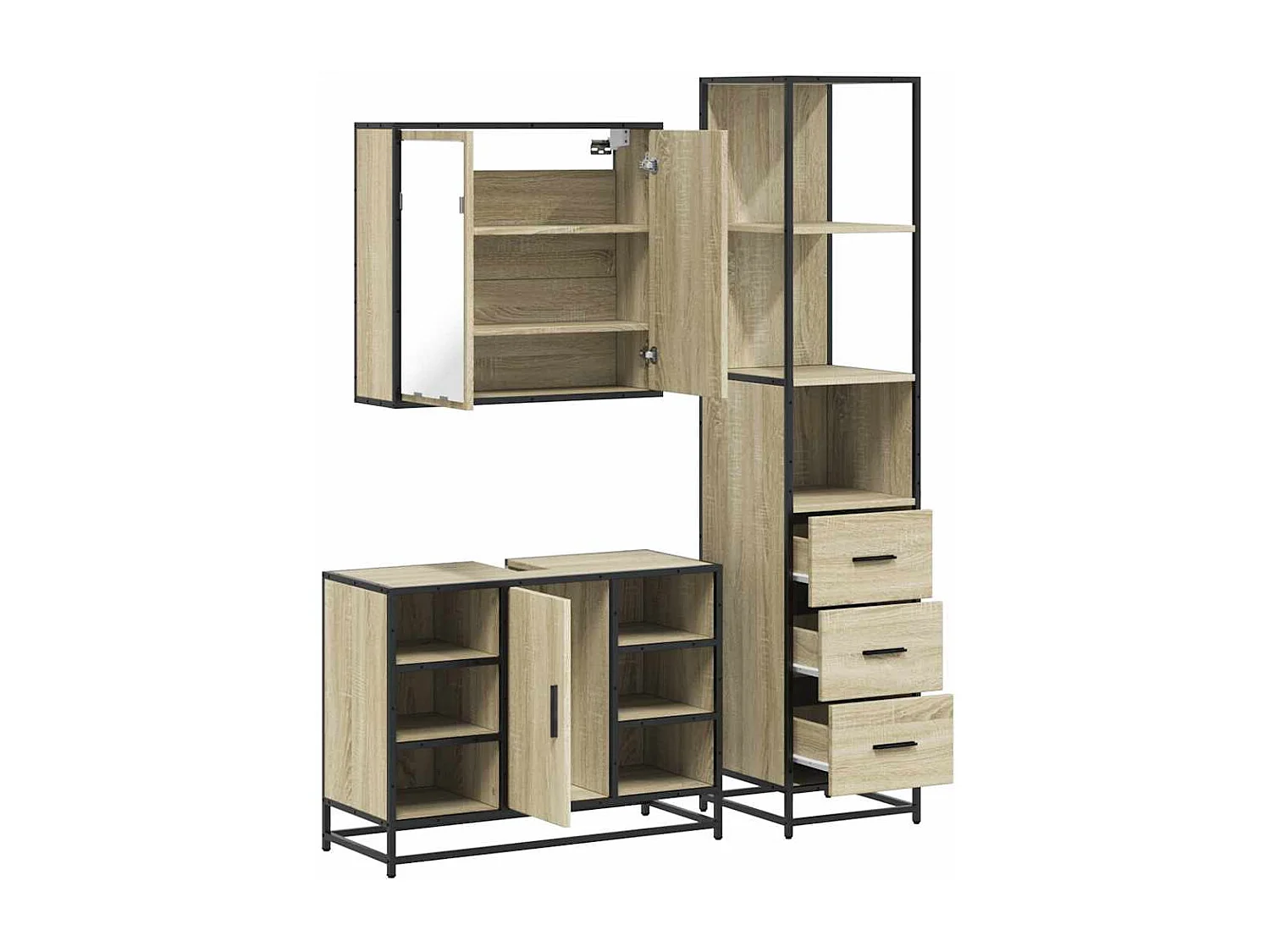 Ensemble de meubles de salle de bain 3 pcs chêne sonoma